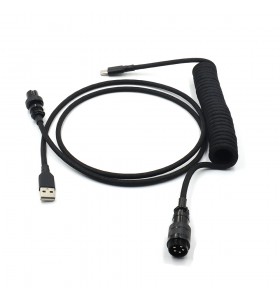  5PIN male GX16 Aviation plug to Type-c Spring and usb to 5pin gx16  female wire cable set black color